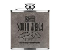 Rugby Afrique Du Sud 6oz Cuir PU Hip Flasque Gris Luxe