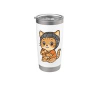 Rugby Cat avec casquette Scrum Cartoon Gobelet isotherme en acier inoxydable double paroi