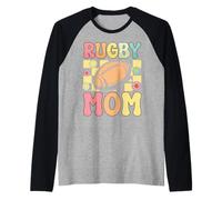 Rugby Mom Groovy Joueur de Rugby féminin Manche Raglan