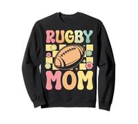 Rugby Mom Groovy Joueur de Rugby féminin Sweatshirt