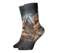 Rugby on Fire Chaussettes chaudes épaisses pour homme et femme Chaussettes de sport à tube long, légères et résistantes à l'usure