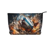 Rugby on Fire Trousse à maquillage tendance en velours côtelé avec fermeture éclair pour voyage, camping et usage quotidien