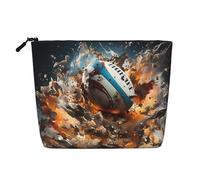 Rugby on Fire Trousse de maquillage imitation chanvre Grande capacité Organiseur de voyage pour voyage d'affaires et usage quotidien