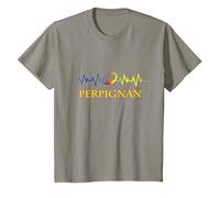 Rugby USAP Perpignan Sang Et Or Battement de Coeur T-Shirt, Enfant, Ardoise, 6 Ans