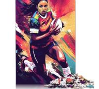 Rugby Women Player in Action Puzzle 1000 Pièces Cadeau Unique Jeu Éducatif Challenge Toy À De Qualité Supérieure Peinture Art pour Adultes Enfants 1000pcs (40x28cm)