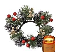 Rugged Construction Wreath Decor | Christmas Candle Rings Wreaths |Christmas Artificial Garland Candle Ring for Door Handle, Window, Dinner Table, Mantel, Shelf
