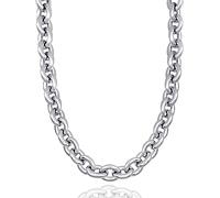 RUGGED steel - Chaîne d'ancre pour femme en acier inoxydable massif - Chaîne à maillons XL élégante de 9 mm de large pour femme (45 cm) - Argent (brillant) - Bijoux 24/7 -> Imperméable et