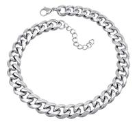 RUGGED STEEL - Chaîne pour femme en acier inoxydable massif de 13 mm de large - Élégante chaîne à maillons XXL pour femme 35, 40, 45 + 5 cm - Argent or rose imperméable et hypoallergénique - Avec