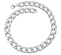 RUGGED steel - Chaîne pour femme en acier inoxydable massif de 15 mm de large - Élégante chaîne à maillons XXL pour femme - 40, 45, 50 cm - Argent (brillant) imperméable et hypoallergénique - Avec