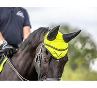 Ruggles Bonnet d'oreille Hi-Viz - Voile anti-mouches pour cheval et poney - Jaune, orange (jaune, poney)