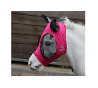 Ruggles Shetland Miniature Section A Masque Anti-mouches à Élastique Avec Oreilles | Lycra Extensible | Protection des Yeux pour Cheval & Poney | Tailles Standard Shetland & X-Mini (Rose vif, XX-Mini)