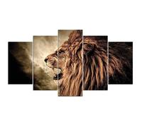 Rugissement de lion mâle féroce 5 Pièce Toile Imprimé Tableau Tableaux Deco Murale Salon Moderne Cadeau-100x50cm[710]