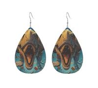 Rugissements De Dinosaures Anciens Pendantes En Cuir Tendance Boucles D'Oreilles En Cuir Légères Boucle D'Oreille Pour Fête Des Mères Femme Quotidien