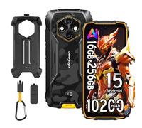 Rugking 4 Pro Téléphone Portable Incassable, 16Go+256Go/2To, Smartphone Incassable Android 15, 48MP+8MP, 6,56" 120Hz, 10200mAh, Smartphone Étanche IP68, 4G LTE/5G WiFi/NFC/OTG/GPS,Avec Coque,Orange