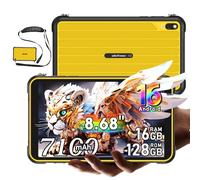 RugKing Pad Pro 4G Tablette Incassable Android 16, 8,68 pouces 90Hz Tablette Robuste, 16Go+128Go/2To, 7100mAh, 16MP, IP68/IP69K Tablette Étanche, 4G Double SIM/eSIM/5G WiFi, GPS, OTG, NFC, Jaune