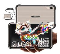 RugKing Pad Pro 4G Tablette Incassable Android 16, 8,68 pouces 90Hz Tablette Robuste, 16Go+128Go/2To, 7100mAh, 16MP, IP68/IP69K Tablette Étanche, 4G Double SIM/eSIM/5G WiFi, GPS, OTG, NFC, Gris