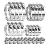 RUGLAMZHIP Collier de Serrage Inox 304, Set de 20 Pièces, Collier Serrage Métallique, Tuyaux Collier Durite Réglable en Acier Inox pour Piscine Robinet d'eau, 8-12/10-16/16-25/25-40/32-50mm