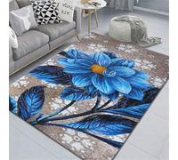 RUGMRZ Anti Derapant Tapis 130X190Cm Decoration Chambre Bebe 24 Bleu Home Salon Fleurs Lit Minimaliste Antiderapant Carrelage Personnalisable