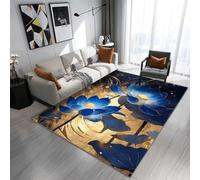 RUGMRZ Anti Derapant Tapis Parquet Décoration Lavable Antidérapante Abstraite Géométrique Moderne Et Minimaliste D Entrée Interieur Bleu One Piece Chambre Fille Enfant Garcon80X160Cm