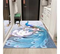 RUGMRZ Chambre Fille Ado 160X200Cm Tapis Adulte Bleu Jeu Enfant Home Design Entreemotif Paon Décoration Haut De Gamme Salon Salle Danse Blanc