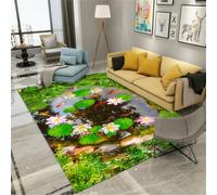RUGMRZ DéCoration Chambre Fille 80X120Cm Tapis Circuit Enfant Vert Lavable en Machine Salon Room Decoration Aesthetic Deveil Bebesalon Motif De Fleurs Chaudes