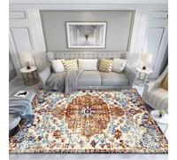 RUGMRZ Deco Chambre Ado Fille Tapis de ménage 180x250CM à l'entrée Bleu rectangulaire rétro Marron. paillasson Extra Plat