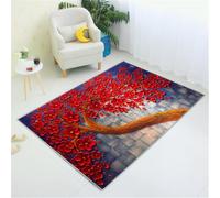 RUGMRZ Deco Chambre Fille 160X230Cm Rouge Tapis pour Tipi Adulte Modernesalon Motif De Fleurs Chaudes