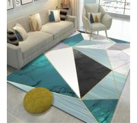 RUGMRZ Deco Interieur Maison Forme Géométrique Simple Salon Noir Blanc Tapis De Protection Sol Bleu Home Créateur Chambre Garçon 80X80CM