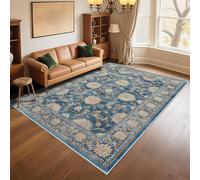 RUGMRZ Divan Salon Tapis Entretien Facile 160x250cm Bleu, Fleurs Vintage pour la Salle à Manger de la Chambre