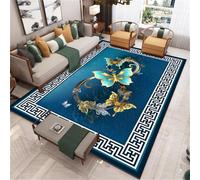 RUGMRZ Jeux Adolescent Garcon 100X160Cm Tapis Deveil Bebe 45 Bleu Salon Moderne Simple Chambre À Coucher Fleurs Lumière Luxe Paillasson Entree Lavable en Machine
