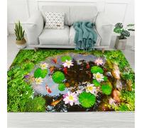RUGMRZ Le Tapis du Salon 160X230Cm Moquette Int¨¦Rieure Vert Chambre Ado Garcon D Eveil Bebe Fille pour Enfantle Motif De Feuille Lotus L'École Poisson Est Un Must La