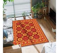 RUGMRZ Moquette Acoustique 120x140cm Rouge Jaune, Motifs Floraux Vintage pour Balcon,Cheminée,Table Basse