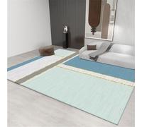 RUGMRZ Moquette Chambre Tapis Interieur Exterieur Descente de lit 120x160CM ado Bleu Moderne Gris et doré. Grand antidérapant Non déformé