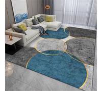 RUGMRZ Moquette Pas Cher Tapis D Eveil Gris Bleu Rond Style Moderne Durable 90x150cm