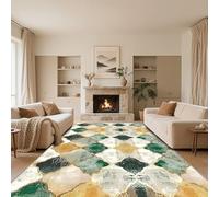 RUGMRZ Petit Tapis Doux Vert 60x90cm,Treillis Géométrique Poil Court pour Cuisine,Couloir,Parc