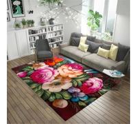 RUGMRZ Tapis Ado Fille 130X190Cm Couloir Long Couleur D Entrée Interieur Home Créateur Meuble Chambre Enfantsalon Motif De Fleurs Chaudes Violet Vert Rose