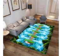 RUGMRZ Tapis Antiderapant Interieur 120X160Cm Paillason Bleu pour Chambre Fille De Salon Pas Cher Carpet Rugssalon Confortable Feuille Pays des Merveilles