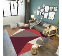 RUGMRZ Tapis Bureau XXL 130X190Cm D'Eveil Multicolore Paillasson Interieur Decoration De Chambre Ado Fille Parc Bebecanapé Simple Géométrique Couloir Salon Antidérapant Rouge Marron