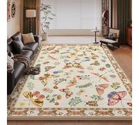 RUGMRZ Tapis Chambre Bebe Garcon Doux 120x160cm,Couleur Beige,Modèle Papillon pour Chambre Enfant Garcon,Salle A Manger,Jardin