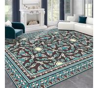 RUGMRZ Tapis Chambre Gamer Decoration Bebe Fille 120x180CM Beau Bleu de Fleurs Jardin. pour Chaise Bureau Le du Salon Lavable en Machine