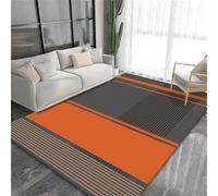 RUGMRZ Tapis Chambre Garcon Adolescent 130x190cm Orange Gris, Motif à Rayures Modernes pour Couloir de Salon