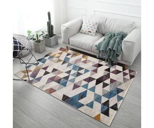 RUGMRZ Tapis D Eveil Bebe Fille Abstrait Géométrique Lavable Antidérapant Élégant Chambre Salon Carre Multicolore Decoration Ado Moderne De 100X160CM