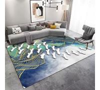 RUGMRZ Tapis De Bain Abstrait Géométrique Lavable Antidérapant Élégant Chambre Salon Maison du Monde Vert Decoration Interieur Jeu Enfant 80X140CM