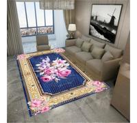 RUGMRZ Tapis De Bain Chambre À Coucher Vintage Art Classique Rose Cuisson Barbecue Bleu pour Cuisine Anti Vibration Machine A Laver 100X160CM