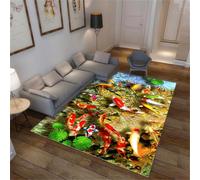 RUGMRZ Tapis De Chambre Enfant 180X280Cm Moderne Rouge Moquette Salon Grande Taille Doux Accessoire Chambrele Motif Feuille Lotus L'École Poissons Doit Être Vert Po