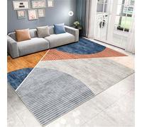 RUGMRZ Tapis de Protection pour Sol 70x140cm Orange Bleu, Tapis d'entrée Motif rayé Moderne Gris pour Salon Bureau