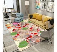 RUGMRZ Tapis De Salon 160X230Cm Cuisine Long Rose Chambre Bébé Fille Paillasson Exterieur Decoration D Interieurle Motif Feuille Lotus L'École Poisson Est Un Must pour La Nouvelle