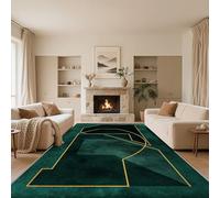RUGMRZ Tapis de Salon Poil Court Vert 90x190cm,Lignes Géométriques Doux,Extra Plat pour Chambre Fille,Cuisine,Terrasse
