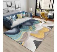 RUGMRZ Tapis De Sol Bureau 140X200Cm D¡¯Eveil Multicolore Moderne Garage Bureauporte Couloir Antidérapante Résistante À La Saleté Art Bleu Or