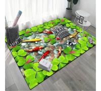 RUGMRZ Tapis D'Éveil 130X190Cm Beau Vert Decoration Chambre Bebe Ado Design Entree Interieurle Motif De Feuille Lotus L'École Poisson Est Un Must pour La Nouvelle Décorat